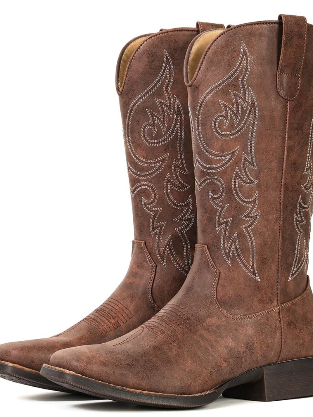 Cowboy Boots for Women Mid Calf Square Toe